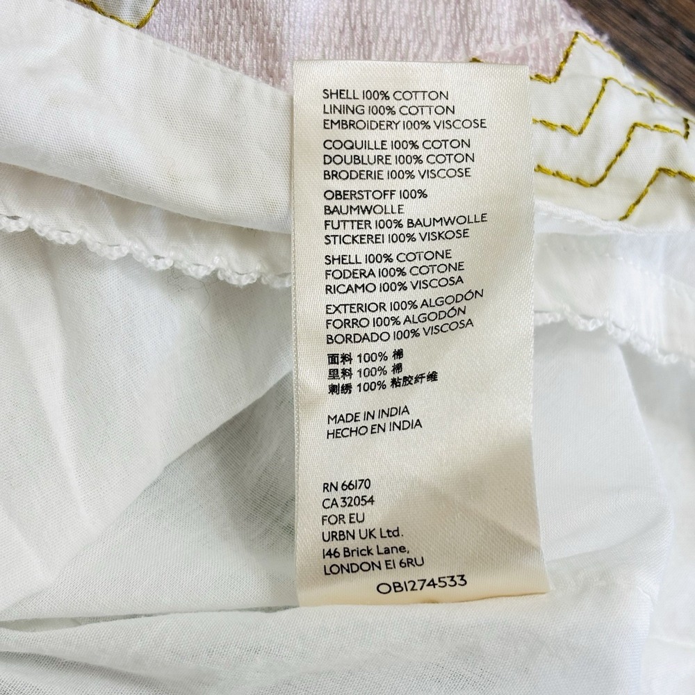 Anthropologie Vivienne Tunic White‎ Lined Dress Embroidered Detail Mini Medium - Picture 15 of 16